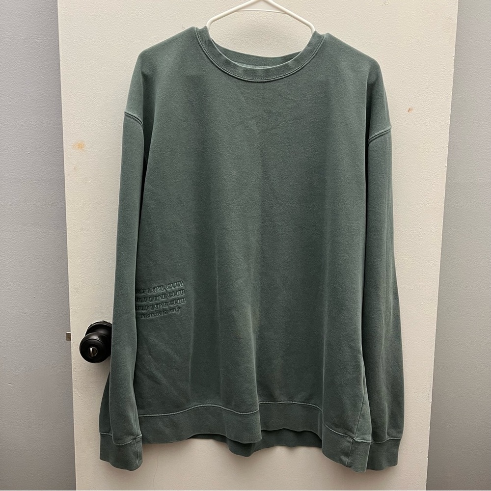 The Mayfair Group Self Love Club Crewneck Sweatshirt One Size Green Embroidered